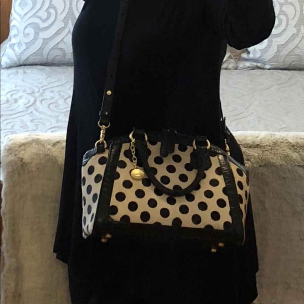 Brahmin😍Luna Dots Satchel Leather Calf Hair EUC